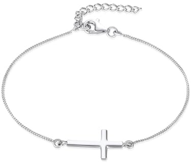 Rafaela Donata Damen-Armband Kreuz 925/- Sterling Silber Motivarmband | Armkettchen,Kreuz-Anhänger,Religion,religiöser Schmuck,Glaube,Silberarmband