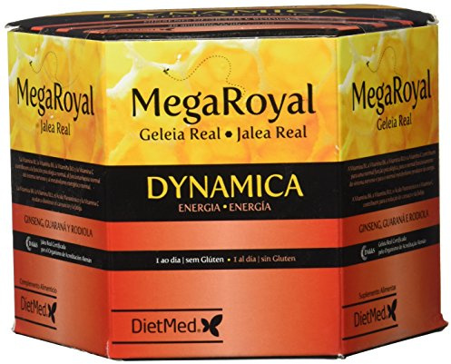 Jalea Real con Ginseng, Guaraná y Rhodiola - Energía Natural y Apoyo al Rendimiento Mental - Con Vitaminas B, C y Zinc para Sistema Nervioso y Fatiga - 20 Ampollas Bebibles 15 ml 1 al Día - DietMed