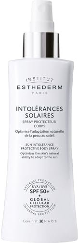 Institut Esthederm – Intolérances Solaires – Spray Corpo Alta Protezione – Per Pelli Reattive, Intolleranti o Allergiche al Sole – Protegge dal Fotoinvecchiamento – Tubo 150 ml