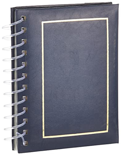 Pioneer Photo Albums 50 Pocket Spiral Bound Leatherette Mini Photo Album Easel for 4 by 6-Inch Prints, Navy Blue