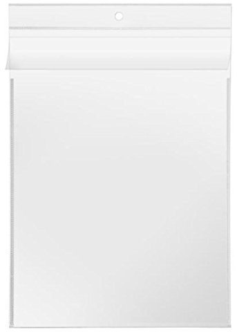 PS-Handelshaus 100x A5 Aufhängetasche mit Überfallklappe & Lochung | 100x A5 Sichttasche aus 140my PP. Glasklar, recycelbar. Mit Schutzklappe oben & Lochung mittig für Aushänge.
