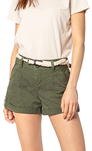 Eight 2 Nine Damen Chino Shorts Hose mit Flecht-Gürtel