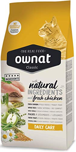 Ownat Pienso para Gatos Classic Daily Care Pollo (15 kg). Ownat para Gatos con Ingredientes Naturales sin Preservantes ni Colorantes, Comida Alta en Proteínas.
