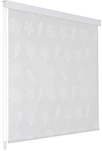 tidyard Duschrollo Wasserfest Duschvorhang Schnelltrocknend Badewannenvorhang Eva mit Aluminiumteilen Badvorhang für Bedezimmer - 80 x 240 cm Seesternmuster