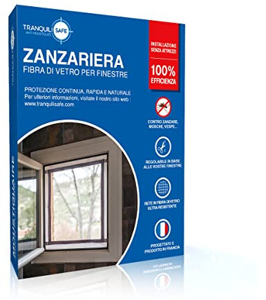 Mosquitera Fija Ventana Ajustable TRANQUILISAFE® - Mosquitera Estándar y a Medida para Ventanas - Protección contra Mosquitos y Moscas - Fija (ancho 60/76 - alt. 45/61)