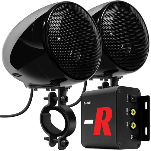 GoHawk TN4-R Amplificador de 4 Pulgadas de Rango Completo Impermeable Bluetooth para Motocicleta, Altavoces estéreo de 1 a 1.5 Pulgadas, Sistema de Amplificador de Audio para Montaje en manubrio