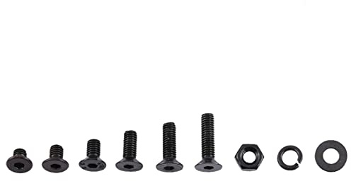 Schwarze M3 Senkkopfschrauben-Set metrisch, 300-teilig | Sechs gängige Größen von M3x4 bis M3x12 für Standardanwendungen, 150 Schrauben mit 50 Muttern, 100 Unterlegscheiben