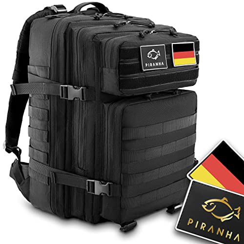 PIRANHA Outdoor Reise Rucksack 45L I Taktischer Backpack für Herren, Damen I US Cooper I Army Militär I Travel, Arbeit, Bushcraft I Tolles Geschenk