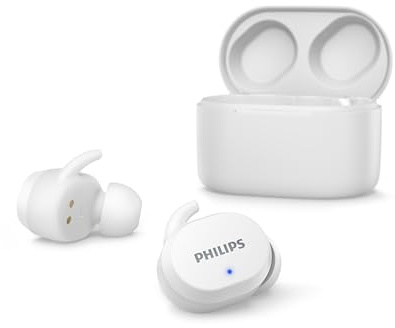 Philips TAT3216W, Auricolari In Ear, Comandi Touch, Resistente all'Acqua, Bluetooth, Fino a 24 ore di Riproduzione, Microfono incorporato, Design Ergonomico True Wireless, Colore Bianco