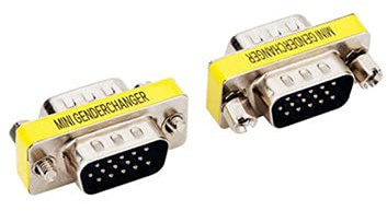 LuoQiuFa 2 pcs VGA SVGA HD15 Male-to-Male mini Gender Converter Coupler Cable Adapter