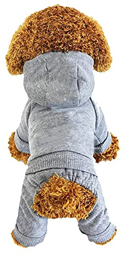 LifeWheel Haustier Kleidung Hundemantel Hundepullover Warm Wintermantel Hunde Kostüm für Katzen Kleine Hunde Hunde-Kapuzenpullover (Grau, S)