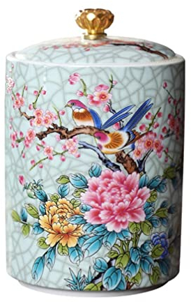 Cabilock Ceramic Loose Tea Canister, 245ml Chinese Tea Jar with Airtight Lid, Food Storage Tin Box for Coffee Bean Sugar Spice Nuts Small