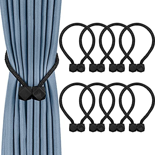 8 Stück Magnetische Vorhang Raffhalter Kreativ Vorhang Clips Seil Rückwärtige Vorhang Halter Schnallen Vorhang Binder Gardinenhalter für Haus Dekoration (Schwarz)