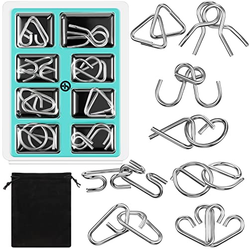 Rompecabezas Metal Set Juguetes Alambre de Metal IQ Espíritu Prueba Rompecabezas 8 Juguetes de de Alambre de Juego de Prueba de Lógica (Estilo Vivo)