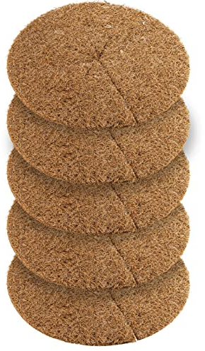 NUGATI Coconut Mulching Disc Pot Cover Winter Protection for Potted Plants / Plant Protection Mat / Weed Protection Mat Coconut Disc (25 cm - Pack of 5) (25 cm - Pack of 5)