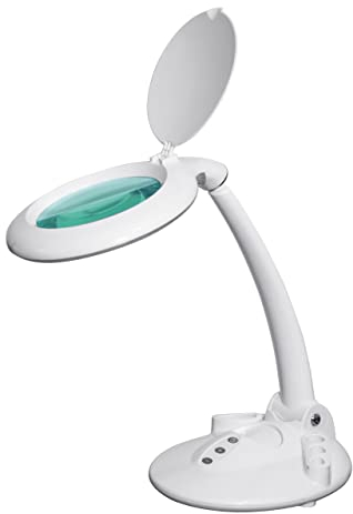 Neatfi Lampe loupe LED Elite avec Couvercle Anti-poussière, lentille en Verre 6 500K, 5 dioptries, durée de Vie 20 000 Heures, gradable (Blanc, 12.7 CM)