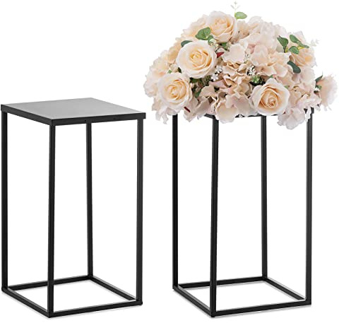 Nuptio Schwarze Vase für Hochzeitsdekoration 2 Stück 40cm Hohe Pflanzenständer Blumenvasen für Hochzeiten Geburtstagsparty - Blumenvase Säulenständer für Wohnzimmerdekoration