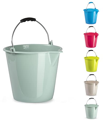 9 l hochwertiger Mehrzweck-Aufbewahrungseimer aus Kunststoff mit Griff, Wasser, Autowäsche, Zementeimer mit Ausgießer für Lebensmittelaufbewahrung, Garten, Reinigung, Küche (Mintgrün)