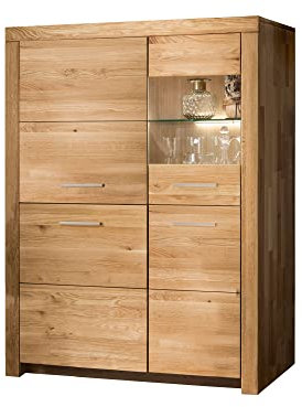 moebel-eins Kamilla Highboard I, Material Massivholz, Wildeiche geölt, Türanschlag rechts