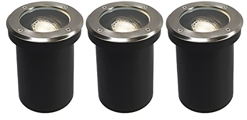 Qazqa - Modern Set mit 3 Outdoor-Bodenstrahler Außen Befahrbarn aus Stahl I Silber I nickel matt verstellbar IP65 - Delux I Außenbeleuchtung - Edelstahl Rund - LED geeignet GU10