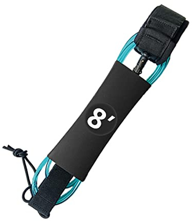 Harilla Surfbrett-Leine, elastisches Surf-Bein-Fuß-Seil, gerade Stand-Up-Paddle-Board-Leine, starker Paddle-Board-Knöchelriemen, Surf-Leine für Paddleboard, Blau, 8FT