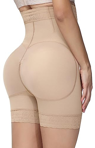 SHAPSHE Fajas Colombianas Moldeadoras para Levantamiento de glúteos, Pantalones Cortos de compresión para Mujer, Beige, M