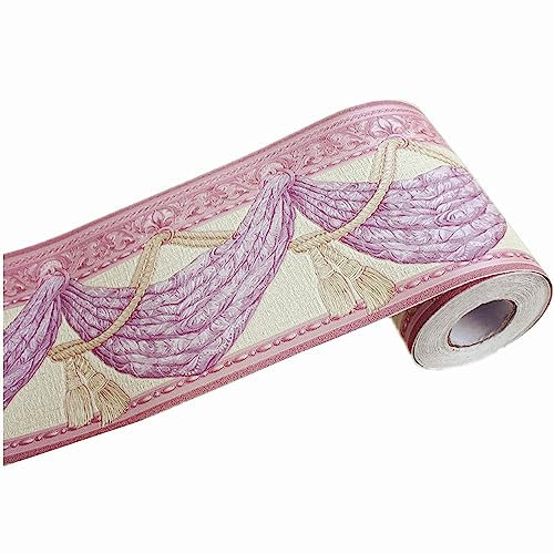 DHHOUSE Bordo autoadesivo 3D per carta da parati viola, stacca e attacca, bordo da parete in rilievo per soffitto, bagno, soggiorno, 10 cm x 5 m (stile viola)