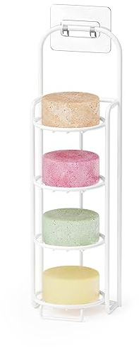 SpaceAid, Jabonera de 4 niveles para ducha, soporte autodrenante de pastilla de jabón o champú para pared de baño y fregadero de cocina, barra de acero inoxidable, Blanco