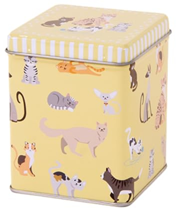 Cute Kitchen Cats Square Tea Caddy/Kitchen Storage Tin - 100 g - 9.5 x 7.5 x 7.5 cm