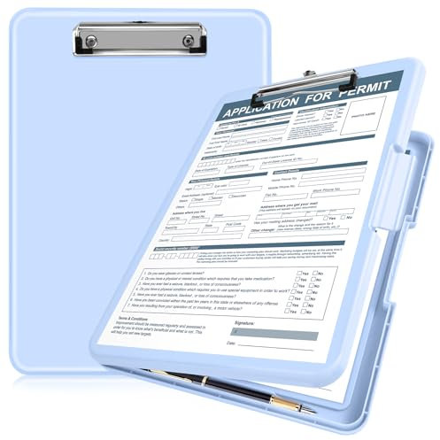 ANZNKU Clipboards with Storage, Blue Nursing Storage Clipboard Foldable