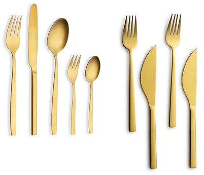 Echtwerk Tafelbesteck Positano-Gold Edition, 30-teilig, für 6 Personen, Pizzabesteck-Set 4-teilig, gold