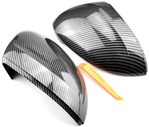 ATRYX Auto Spiegelgehäuse Helles Schwarz Und Carbon-Look, Schwarze Spiegelabdeckung, Rückspiegelkappengehäuse Für VW Für Passat B8 Aussenspiegel Spiegelkappe (Farbe : Carbon Look Black)
