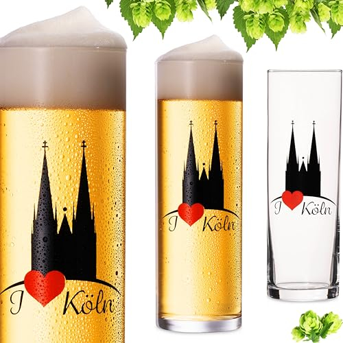 Imperial Kölschgläser Kölschgläser con diseño de la Catedral de Colonia, 200 ml (máx. 240 ml) Set de 3 piezas Kölsch barras de cristal 0,2 L cerveza Köln