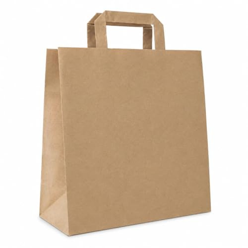 PACKY - Sacchetti Carta Kraft Manici Piatti 32x40x12cm Marrone - 25 Pezzi