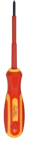 sourcing map VDE Insulated Screwdriver 1000V PH0 x 75mm CR-V Magnetic Electricians Phillips Head Screwdrivers with VDE Handle