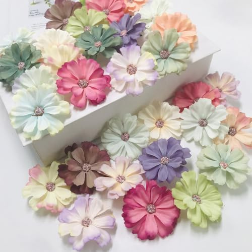 Bunt Mini Seidenblumen, 60 Stück Blumen Künstlich, ca. Ø 4.5 cm