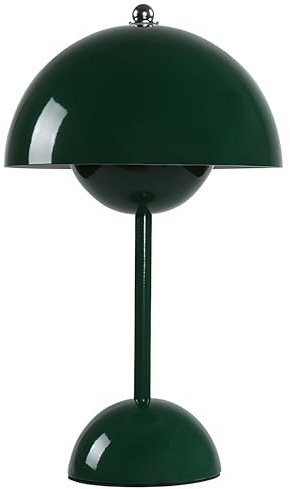 HSKJTT 1500 MAh LED Flowerpot Lamp, Mushroom Lamp Table Lamp Wireless Touch Dimmable USB Rechargeable Night Light with 3 Brightness Mushroom Night Lamp,Dark Green