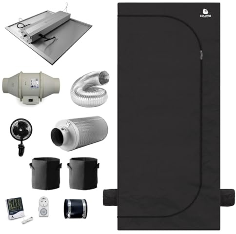 Green Spirit Growzelt Komplettset 80x80x180 cm - 150W LED Grow Lampe dimmbar, Classic M, für 2 Pflanzen, Belüftungssystem, Hygrometer, Stofftöpfe - Grow Komplett Set Zelt Schrank Box Wachstum