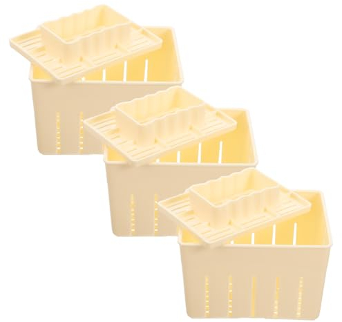 Cabilock 3 juegos de tofu de plástico, molde de prensa de tofu de plástico, máquina de tofu, prensa de queso, queso de tofu con tapa