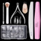 BGBXYX Kit Uñas Cortas Ataúd, 240 Piezas Uñas Postizas, Kit Uñas Acrilicas incluye Cortaúñas Cutícula, Empujador Cutícula, Lima Uñas 100/180, Bloque Pulidor Uñas, Cepillo Polvo Uñas, 12 Tamaños