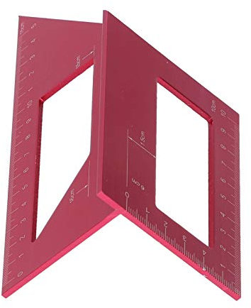 Multi Angle Measuring Ruler, Right Angle Ruler Woodworking Ruler 45/90 Degree T Angle Gauge Straight Ruler 3D Mitre Degree Measuring Tool Woodworking Square Protractor (Red)
