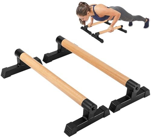 Parallettes calisthenics Holz Rutschfeste Liegestützgriffe, Premium Turnen und Calisthenics Equipment, Bounabay Dip Bar Krafttraining, Handstand Barren, Push up bar