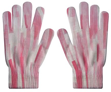 MLSOWM rosa Streifen Handschuhe Winter Strickhandschuhe Elastische Unisex Handschuhe Schutz Fingerhandschuhe für Herren Sport