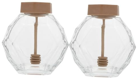 PRETYZOOM Pot de Miel en Verre avec Couvercle en Bois 500 G pour Conserver Le Miel de Manière Saine pour La Maison Le Restaurant