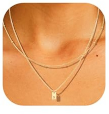 AFSTALR Buchstaben Kette Damen Layered Initialen Kette,Edelstahl Silber/Gold Kette mit Buchstaben A-Z Anhänger, Namenskette Geschenke Schmuck für Frauen Mädchen Mama