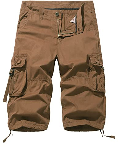 Générique Short Bermudas Homme Cargo, Bermuda Pantacourt de Loisirs Outdoor Salopette Short Ceinture Elastique Bermuda Chino Shorts Respirant Pantalon Court Tactique Short Sarouel Fitness