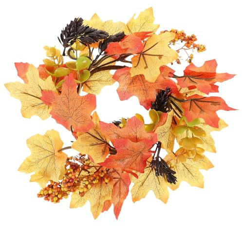 FUNOMOCYA Herbstkranz Kunst-ahornblättern Für Tür Und Wanddekoration Großer Mit Kürbissen Und Beeren Für Thanksgiving Und Erntedankfest Für Innen Und Außenbereich