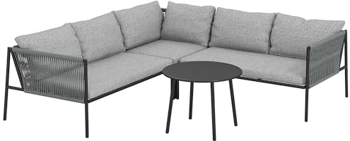 Outsunny Gartenmöbel Set mit Ecksofa wetterfest für 6 Personen Dunkelgrau | Polyrattan Lounge-Set, Tisch, Kissen, Sitzgruppe, Outdoor Balkonmöbel, Gartenlounge, Terrassenmöbel für Garten Balkon