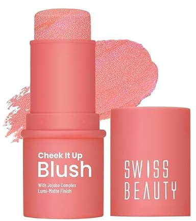 New Cheek It Up Blush, Lumi-Matte Finish with Jojoba Oil, Mood Lifter Coral, 0.28 oz