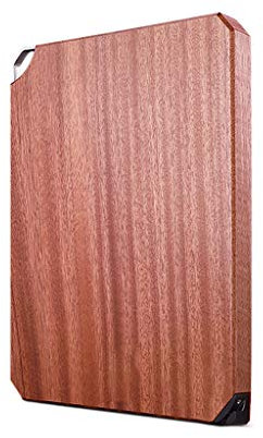 Tabla de cortar de ébano de madera maciza natural con mango de acero inoxidable para picar queso, verduras y carne, 40 x 30 x 3 cm